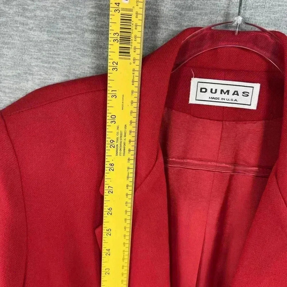 DUMAS Womens Sz XL 100% Pure Wool Blazer Lined Holiday Red Career Wear Old Money - Picture 12 of 16